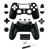Replacement Full Housing Shell Case Cover with Buttons Mod Kit for PS4 Pro Slim for Sony Playstation 4 Dualshock 4 PS4 Slim Pro Wireless Controller - Black