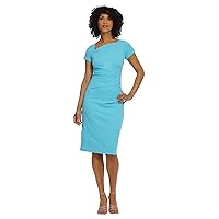 Maggy London Women's Asymmetric Neck Crepe Sheath Workwear Office Career Desk to Dinner Event Occasion Guest of