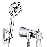 Slip-On Tub Spout with Diverter, High Pressure 8 Settings Hand Held Shower, All Metal Bathtub Faucet with Sprayer Chrome