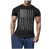 Independence Day Mens Shirt US Flag Graphic Muscle Athletic Workout Gym T-Shirt Crewneck Comfortable Stretch