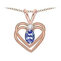 Solid 14k Gold Oval 5x3mm Knotted Double Heart Pendant Necklace