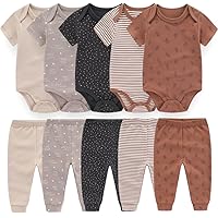 Kiddiezoom Baby Layette Set Baby Boys' 9-Piece Bodysuits Pants Set Toddler Girl Boy Unisex Baby Gift Sets
