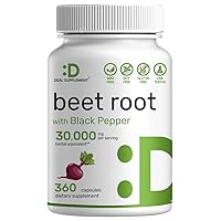 Beet Root Capsules 30000mg Per Serving, 360 Count, with Black Pepper Extract – Enhanced Absorption, Pure Beet Root Powder Source