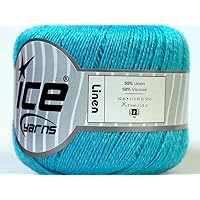 Light Turquoise Blue Linen Viscose Blend Yarn - Fine, Sport Weight 1.76 Ounces (50grams) 191 Yards (175 Meters)