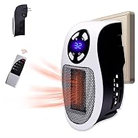 Plug in Heater for Indoor Use - 500W Smart Space Electric Fan Heater Wall Outlet Electric Space Heater,Fast Heating Small Plug In Wall Heater with Adjustable Thermostat, Timer, Led Display