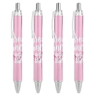 Pink Breast Cancer Awareness Retractable Ballpoint Pen Fine Point Blue Inks for Men Women Diary Pens 4 PCS