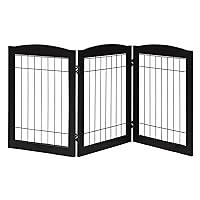 LZRSLZRS Sturdy Wood Pet Gate, Freestanding Tall Wire Dog Gate Safety Fence Indoor, Foldable Stair Barrier Pet Exercise for Most Furry Friends, Dog Gate for Stairs, Black,30