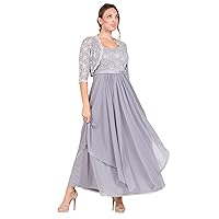 R&M Richards Women's Plus Size Formal Jacket Dress - Mother of The Bride Dress (20W, Silver)