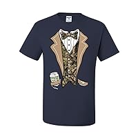 Tuxedo With Bow Tie Camo Hunting Funny Humor Tee Graphic Unisex T-Shirt - ( Medium, Navy )