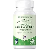 Elderberry Capsules 1000mg, 100 Count, Supports Immunity, Powerful Antioxidants, Natural Herb