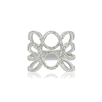 925 Sterling Silver 1.06 Carat 100% Natural Round White Diamond Mesh Ring for Women