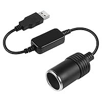 USB A to Cigarette Lighter Adapter Power Cable，1FT 5V USB A Male to 12V Cigarette Lighter Socket Female Converter Cable for Car Driving Recorder,GPS,E-Dog and Other Automotive Electronics