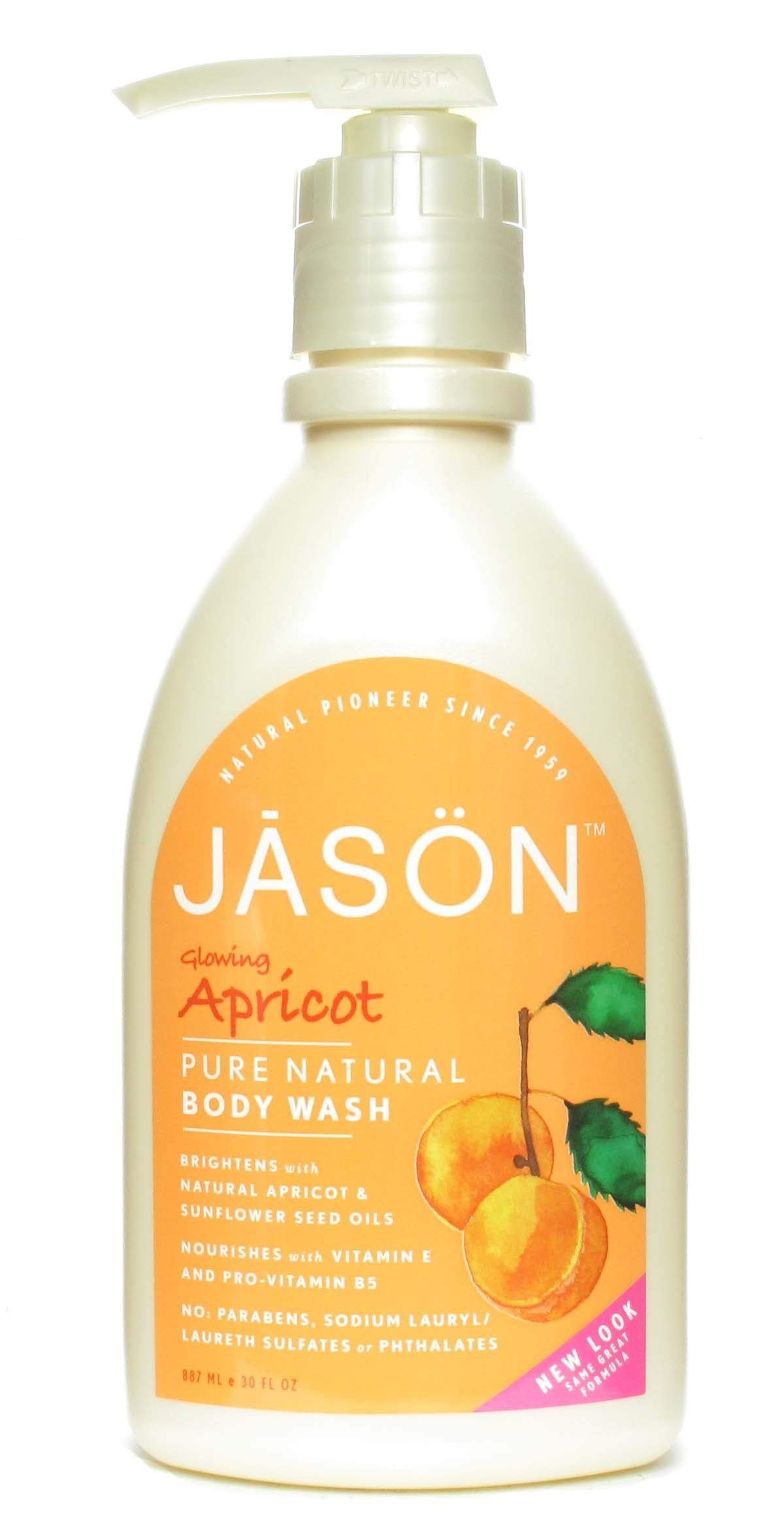 JASON NATURAL PRODUCTS BODY WASH,APRICOT SATIN, 30 FZ