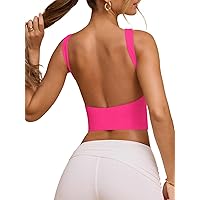 REORIA Women's Sexy Open Back High Neck Sleeveless Tank Top Y2k Trendy Backless Crop Tops