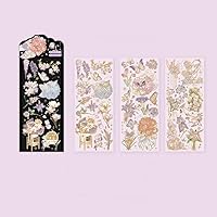 Gold Stamping Stickers Carmeli Series Antique Plants and Flowers with high Beauty Manual Account Materials Collage (Purple)