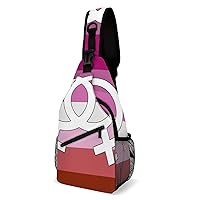 Lesbian Pride Flag Printed Crossbody Sling Backpack Multipurpose Chest Bag Daypack for Travel Hiking