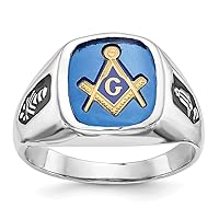 14k White Gold Polished Open back Not engraveable Mens Masonic Ring Size 10 Measures .9mm Thick Jewelry Gifts for Men