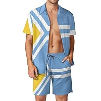 Mens Shirts And Shorts Set 2 Pieces Uruguay Flag Casual Short Sleeve Shirt Suits for Men