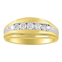 Rylos Mens Diamond Ring 14K Yellow or 14K White Gold Wedding Band Comfort Fit 0.50 Carats Total Diamond Weight