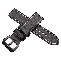 20 22 24 26mm Leather&Carbon fiber watch band strap Fits For Hamilton H77696793 Panerai Breitling