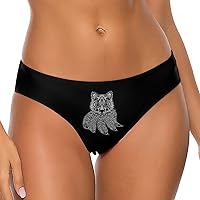 Wolf with Dreamcatcher Women's Thongs T-Back Panties Low Rise Hipster G-String Underwear