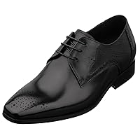 TOTO Men's Invisible Height Increasing Elevator Shoes - Premium Leather Lace-up Formal Dress Oxfords - 2.2 Inches Taller