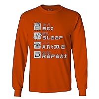 Eat Sleep Anime Repeat Aesthetic Japanese Gift Manga Long Sleeve Men's
