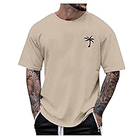 Shirts for Men Round Neck Short Sleeve Loose Summer Tops Fashion Graphic Letters Retro Print Sports Casual Tops