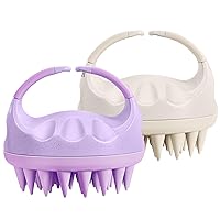 HEETA Scalp Massager Hair Growth with Soft Silicone Bristles to Remove Dandruff and Relieve Itching, Shampoo Brush for Hair Care & Relax Scalp, Scalp Scrubber for Wet Dry Hair (Purple & Beige)