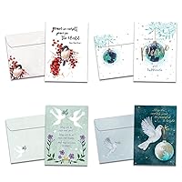 Tree-Free Greetings 16 Pack 5”x7” Holiday Card Assortment with Matching Envelopes,Made in USA,100% Recycled Paper,Hope and Peace (GP60502)
