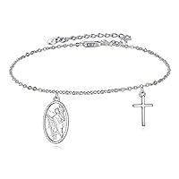 St. Christopher Bracelet Sterling Silver Saint Christopher Medal Jewelry Cross Gifts for Women Men Girls