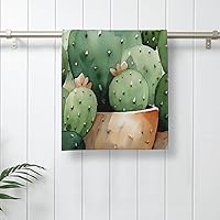 Cute Watercolor Cactus Hand Towel Highly Absorbent Microfiber Bath Towels 12 X 27.5 Inch Super Soft Face Towel Gym Towels for Body Bathroom Hotel Bar Sport Yoga Spa