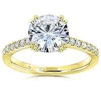 Kobelli Moissanite and Lab Grown Diamond Engagement Ring 1 3/4 CTW 14k Yellow Gold (GH/VS, DEF/VS)