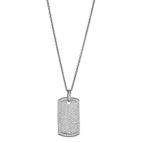 DECADENCE Sterling Silver Rhodium Dog Tag Pendant and Locket for Women and Men | AAA Cubic Zirconia Cubic Zirconia | Multiple Styles Unisex | Necklace Not Included