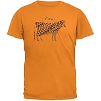 Animal World Cow Scribble Drawing Orange Youth T-Shirt