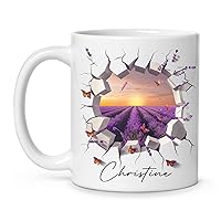 Great Customized Lavender Coffee Mugs, Custom Ceramic Travel Cup Presents With Lavender Themed 11oz 15oz, Meaningful Personalized Name On Floral Keepsake Tea Cup Gift For Daughter