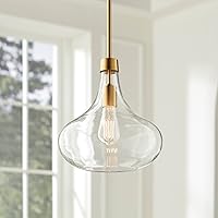 Possini Euro Design Pendant Light Fixture - Single Bulb, Clear Glass Shade, Mini Gold Pendant Light for Kitchen Islands, Living Rooms, Bedrooms, Dining Rooms, and Foyers - 11