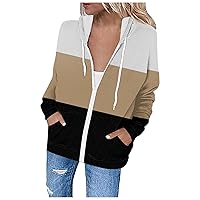 Womens Color Block Leopard Print Zip Up Hoodies Long Sleeve Fall Oversized Sweatshirts Y2K Sport Jacket with Pockets