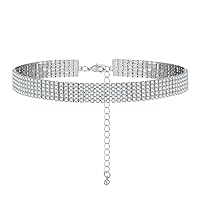 18K Gold/Silver Plated Rhinestone Crystal Choker Necklace Tennis Necklace for Women Dainty Zirconia Cut Faux Diamond chain Wedding Jewelry