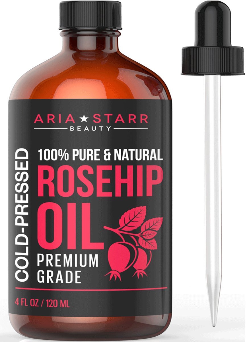 Aria Starr Rosehip Seed Oil Cold Pressed For Face, Skin, Acne Scars - 100% Pure Natural Moisturizer - 4 OZ