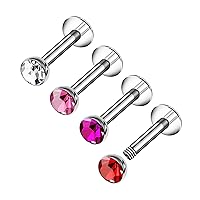 4PCS Steel Lip Studs 16g 1.2mm 3mm Crystal Ball Labret Snakebites Tragus Helix Earrings Piercing Jewelry Pick Size and Color