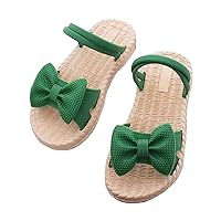 Girls Sandals Summer Beach Outdoor Bowknot Soft Rubber Sole Toddler Princess Dress F𝐥a𝐭s Walking Shoes