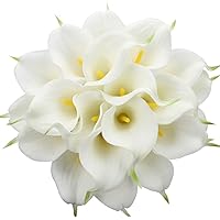 Veryhome 20pcs Artificial Calla Lily Flowers White for DIY Bridal Wedding Bouquet Centerpieces Home Decor (White)