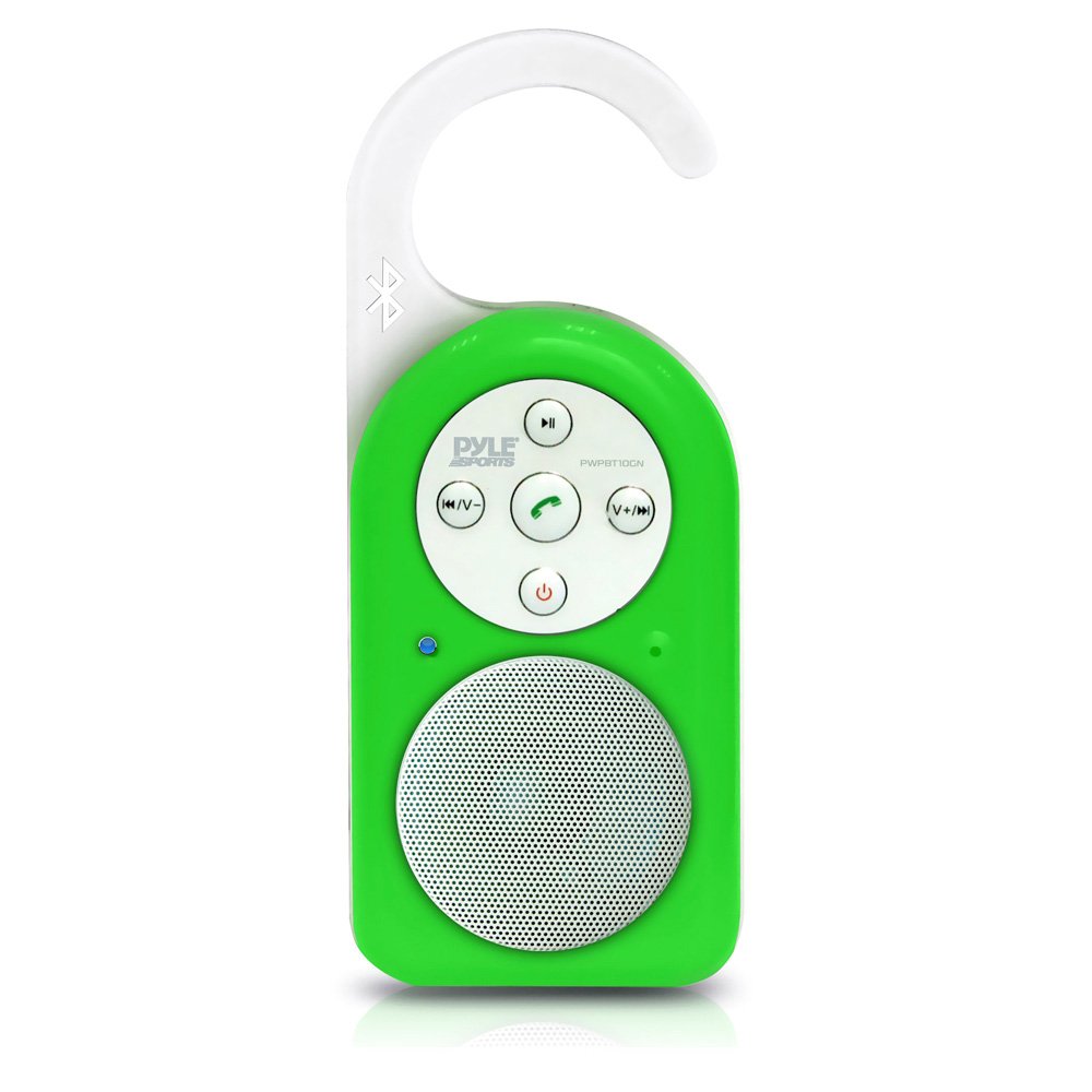 Portable Wireless Waterproof Shower Speaker - Outdoor Bluetooth Compatible Rechargeable Battery Powered Loud Sound Speaker System w AUX - USB Charger - Mp3 Android iPod iPhone - Pyle PWPBT10GN (Green)