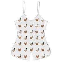 Ducks And Chickens Funny Slip Jumpsuits One Piece Romper for Women Sleeveless with Adjustable Strap Sexy Shorts