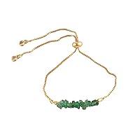 Guntaas Gems Fashionable Uncut Raw Green Strawberry Quartz Gemstone Adjustable Bracelet Brass Gold Plated Wedding Gift Bracelet