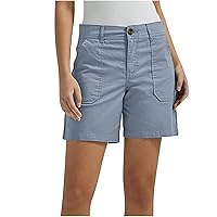 ZunFeo Womens Stretchy Summer Shorts High Waist Mid Rise Summer Casual Bermuda Shorts Workout Lounge Shorts