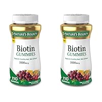 Biotin, Vitamin Supplement, Supports Healthy Hair, Skin, and Nails, Fruit Flavored Gummies, 1000 mcg, 110 Count (Pack of 2)