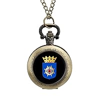 Coat of Arms of Bonaire Classic Quartz Pocket Watch with Chain Arabic Numerals Scale Watch