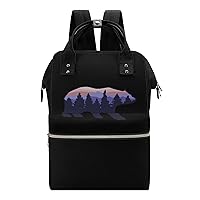 Bear Roaming The Forrest Waterproof Mommy Bag Diaper Bag Backpack Multifunction Large Capacity Travel Bag